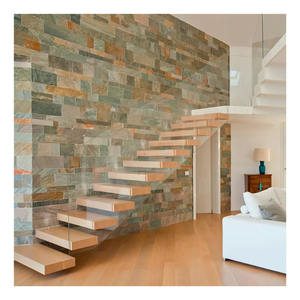 Escalera flotante en forma de I para renovaciones del hogar Escalera de madera Apartamento moderno personalizado Escaleras rectas con barandilla de vidrio - Product Image 3