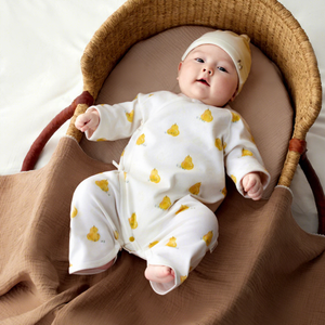 Mono de bebé unisex de algodón puro transpirable y suave October Crystalline para 0-6 meses, primavera 2026, con broche en la entrepierna para mayor comodidad al dormir - Product Image 1