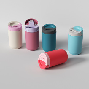 Stainless Steel Insulated Tumbler 304 Steel 16 Oz Travel Water Bottle With Hidden Handle Apricot Color - Product Image 2