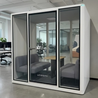 Cabina de Reuniones UNIBOOTH Insonorizada 33dB ISO 23351 Clase A, Resistente al Fuego ASTM-E84 30 Min, Instalación Rápida, para Oficina en Casa, OEM ODM