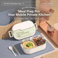 1000ml Edelstahl-Lunchbox mit Lebensmittelechtem PP-Besteck, Silikon-Auslaufsicherungsring, Klappgriff, Große Kapazität für das Büro