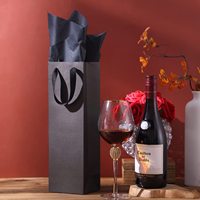 Sac en papier kraft noir pour bouteille de vin, emballage écologique, pliable, résistant, de haute qualité, imprimé avec un logo personnalisé, en vrac