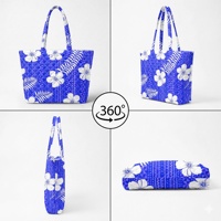 Sac à main et pochette matelassés bleus à motifs floraux pour femme – Léger, élégant, style hawaïen, idéal pour le collège, les voyages et le travail