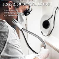 3.5X/2.5X Magnification Metal Dental Loupe Surgical Magnifier LED Headlight Lamp for Medical Operations