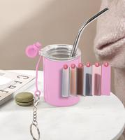 Mini gobelet en acier inoxydable de 3 oz à sublimation avec paille et couvercle Tasses isolées sous vide à double paroi avec porte-clés
