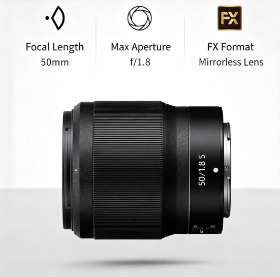 Full Frame Mirrorless Camera Lens 50mm F1.8 for Z Mount Cameras Large Aperture Prime Lens