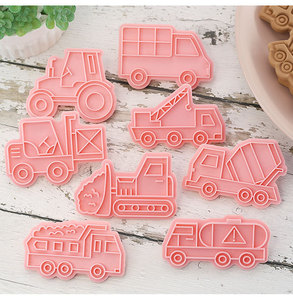 Ensemble de découpoirs à biscuits en plastique pour véhicules de construction, motif voiture de dessin animé, pour la pâtisserie - Product Image 2