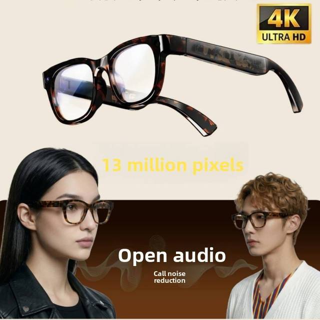 New Smart Glasses 13MP 4K AI Translation App Control IP68 Waterproof Magnetic Charging Speaker Mic Music Player Phone Call