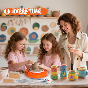 Per bambini Mini argilla che fa la ruota della ceramica con il pedale <span class=keywords><strong>del</strong></span> <span class=keywords><strong>piede</strong></span> polpo completo strumenti di ceramica Kit arti e mestieri rotella di ceramica elettrica - Product Image 5