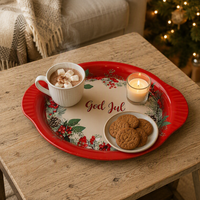 Plateau de service carré en métal avec poignées, motifs Bonhomme de neige et Joyeux Noël, 3 designs, pour biscuits de Noël et vaisselle de fête