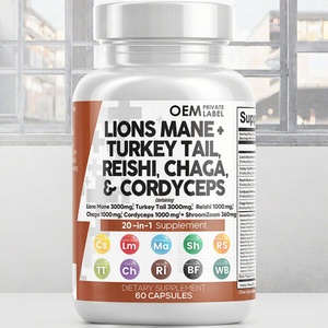 Cápsulas de Suplemento de Melena de León 20 en 1, Marca Privada OEM, con Hongo Cola de Pavo, Cordyceps y Reishi, Suplementos Herbales - Product Image 3