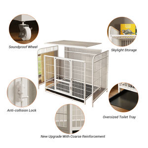 Nuovo Design solido cassa per cani morbida porta scorrevole in ferro per animali domestici cuccia impilabile gabbie per cani mobili per cani elegante custodia per animali domestici - Product Image 3
