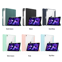Casing untuk iPad 11th 10th 9th A16 Air 6 5 4 Pro 11 10.2 10.9, Penyangga Lipat Tiga, Penutup Tablet Akrilik Transparan dengan Slot Pena