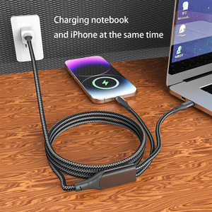 100W C型USB电缆2合1 PD快速充电线，带分路器，与iOS和计算机兼容，用于手机充电 - Product Image 6
