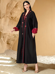 Robe ethnique deux pièces en polyester de luxe, anti-statique, brodée et dessinée à la main, texture décontractée, motif Rose <span class=keywords><strong>Rencontre</strong></span> - Product Image 5
