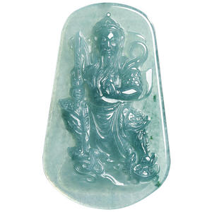 หยกธรรมชาติหยกน้ำสีฟ้าจิ๋นหวู่ ต้าตี้สไตล์จีน ลัทธิเต๋า ดีไซน์ดั้งเดิม ของขวัญพร้อมใบรับรองการประเมิน FG90 - Product Image 5