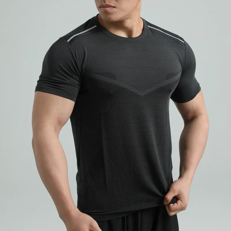 men fitness clothing 88% polyester 12% elastane gym wear shirts men running top