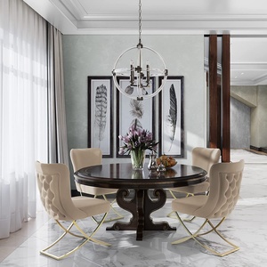 <span class=keywords><strong>Chaise</strong></span> de salle à manger rembourrée exclusive avec pieds chromés Meubles de salle à manger Home Hotel <span class=keywords><strong>Beige</strong></span> <span class=keywords><strong>Microfibre</strong></span> Royal Collection <span class=keywords><strong>Chaise</strong></span> de salle à manger - Product Image 5