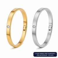 Bracelet élégant en acier inoxydable plaqué or, étanche, minimaliste, avec zirconias, pour femmes, bijoux en gros