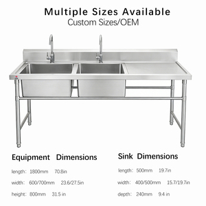 Mesa de Trabajo de Acero Inoxidable para Cocina Comercial, Fregadero Independiente para <span class=keywords><strong>Restaurante</strong></span> con Mesa de Preparación, Personalizable, Resistente - Product Image 2