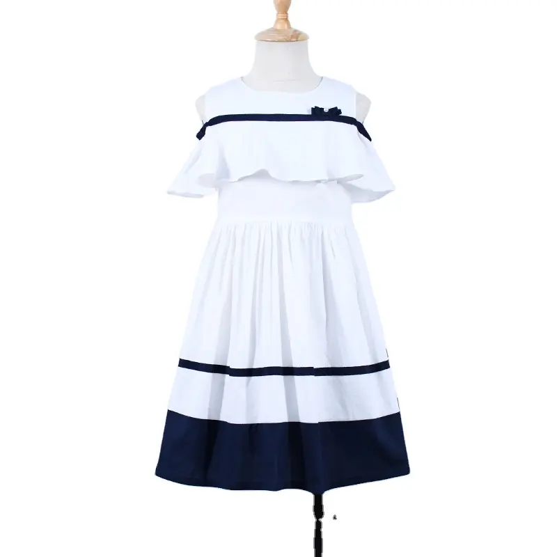 2022 여름 브랜드 새로운 판매 제품 일반 염색 도매 코튼 소녀 민소매 드레스 소녀 캐주얼 폴로 드레스