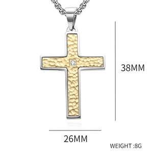 Wrinkled Hammer Religious Christian Designer Waterproof Tarnish Free Stainless Steel Fashion Jewelry Pendant <b>Necklace</b> for <b>Men</b> - Product Image 6