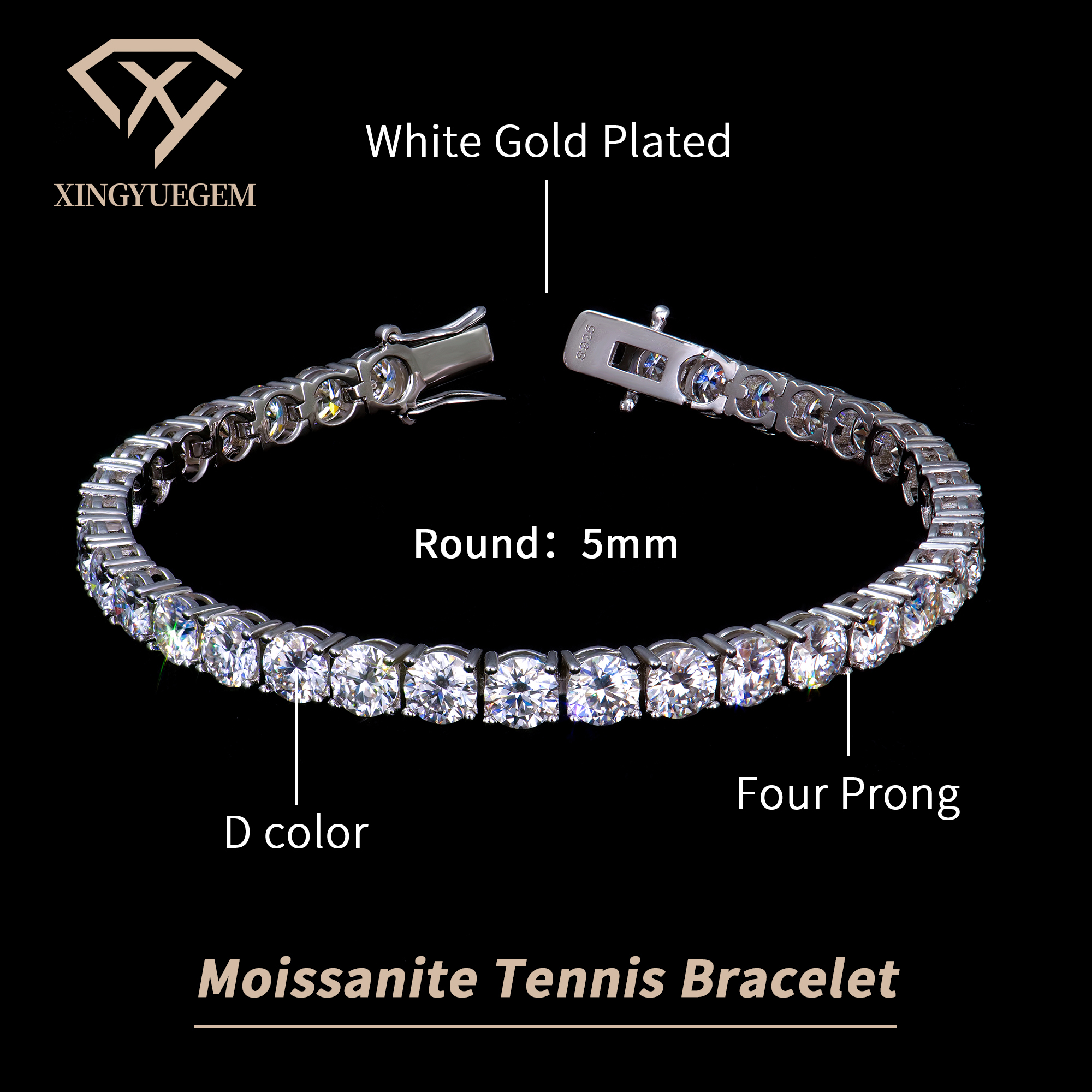 White Gold Plated 5mm