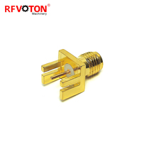 Connecteur coaxial RF plaqué or SMA femelle à 4 pieds de montage sur panneau (8mm*9.5mm) pour PCB, fourni par l'usine