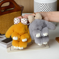 Porte-Clés Lapin en Peluche Douce de 15 cm, Pompon en Fausse Fourrure, Accessoire de Sac Charmant, Chaîne pour Clé de Voiture