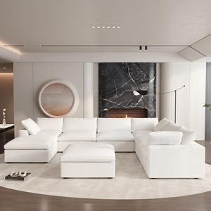เฟอร์นิเจอร์ห้องนั่งเล่นอพาร์ทเมนท์โรงแรม VOXHOME โซฟาแบบโมดูลาร์ทรงนอร์ดิกสีกากี นุ่มสบายเหมือนปุยเมฆ ขนาด 3 4 5 6 7 8 ที่นั่ง - Product Image 3