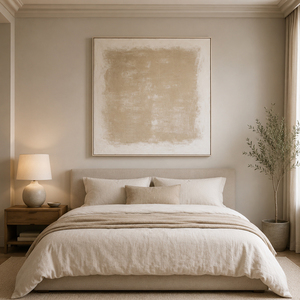 Large Neutral Textured Abstract Oil Painting Beige Wabi Sabi Handmade <b>Boho</b> Canvas <b>Wall</b> Art Decor for Home Living Room Decoration - Product Image 2