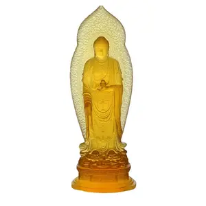 Factory Wholesale Western Trinity glass Amitabha Buddha for home decoration