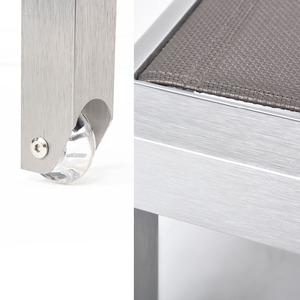Metal Brushed Aluminum Minimalist Outdoor <strong>Beach</strong> <strong>Sun</strong> <strong>Lounger</strong> with Sling - Product Image 2