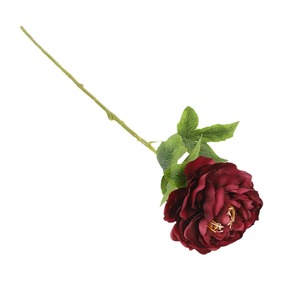 Fleur de pivoine artificielle en soie de 14 cm, haute simulation, accessoire de photographie de mariage en extérieur avec feuilles de 72 cm de long - Product Image 5