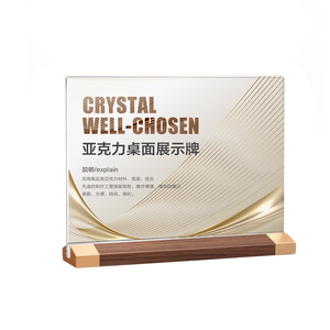 Splendido espositore a Base in legno con supporto in acrilico trasparente per cartelli da tavolo di fabbrica - Product Image 6