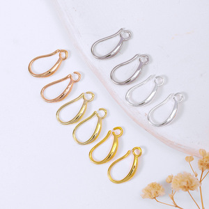 Ganchos de cobre para pendientes en forma de gota, chapados en oro y plata, para la fabricación de pendientes, componentes de joyería DIY, acabado 18K SX0222 - Product Image 1