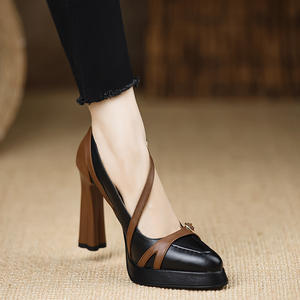 รองเท้าเจ้าสาวแบบสวมสไตล์แมรี่เจนส์สำหรับผู้หญิง ยี่ห้อฝรั่งเศส ส้นบล็อก หนังแท้ ป้องกันการลื่น แฟชั่นทันสมัย สำหรับฤดูร้อนและฤดูใบไม้ร่วง - Product Image 2