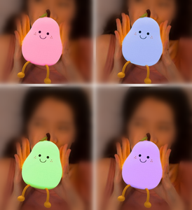 Pear Silicone Night <b>Light</b> USB Rechargeable LED Kids Bedside Lamp Tap Control Color Changing Nursery Lamp with 30/60 Min <b>Timer</b> - Product Image 4