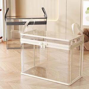 Boîte de rangement pour jouets en plastique transparent avec fermeture éclair, grand format carré, pour poupées et figurines, organisation de la maison - Product Image 1