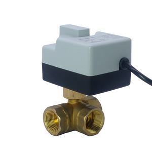 AC220V Three-<b>Wire</b> Two-Control Three-Way L-Type Brass HVAC Solar Valve Electric Ball Valve with Customized OEM Support - Product Image 1