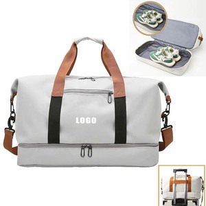 Borsa da Palestra in Tela per Donna con Logo Personalizzato, Borsa da Viaggio con Scomparto per Scarpe, Borsa Weekend Grande Capacità - Product Image 1