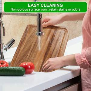 Tabla <span class=keywords><strong>de</strong></span> Cortar <span class=keywords><strong>de</strong></span> Madera <span class=keywords><strong>de</strong></span> Acacia Extra Grande para Cocina, <span class=keywords><strong>con</strong></span> <span class=keywords><strong>Fregadero</strong></span> Integrado y Asa, Apta para Pavo, Carne, Verduras, <span class=keywords><strong>Barbacoa</strong></span> - Product Image 3