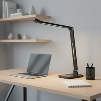 Lampe de bureau électrique ABS contemporaine et simple avec veilleuse, double gradation flexible, lampe de lecture de table DC moderne pour chambres