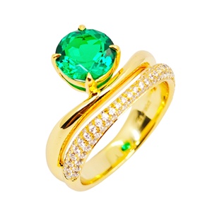 UM jewelry925silver <b>emerald</b> Zircon <b>ring</b> 18Kgold-plated suitable for both <b>men</b> and women daily wear wedding anniversary gift party - Product Image 6