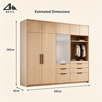 Armoire en bois avec tiroirs, porte en verre, éclairage LED, grand meuble de rangement multifonctionnel pour chambre à coucher, meubles de maison