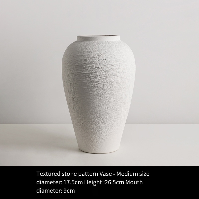 Vaso con Motivo Pietra Testurizzata - Bianco Medio