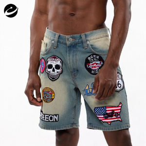 मूल कस्टम विंटेज पुरुषों के डेनिम बैगी कढ़ाई एसिड धोया जींस शॉर्ट्स निर्माता स्ट्रीटवियर जॉर्ट पुरुषों - Product Image 2