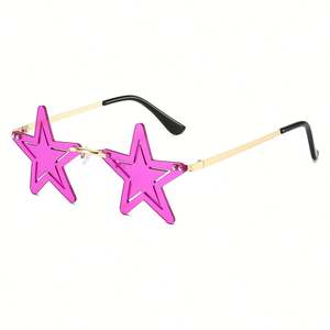 Lunettes de soleil unisexes amusantes et colorées en forme de pentagramme, personnalisables avec logo, pour Noël 2025 – Lunettes de fête sans monture en forme d'étoile - Product Image 6