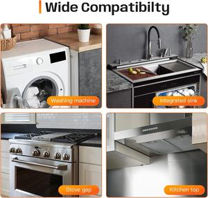 Easy Clean Retractable 13.8\" X 27.5\" Black Stainless Steel Stove Gap Covers Range Trim Kit with Heat Resistant <strong>Guards</strong> 2pcs - Product Image 6