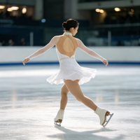 Robe de patinage artistique blanche à col halter et col en V, manches longues en maille, jupe ornée de strass pour enfants et filles, idéale pour les spectacles sur scène